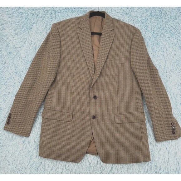 Ralph Lauren Signature Blazer- Silk & Wool Blend -Suit Coat Mens Size 44R Beige - Picture 1 of 15